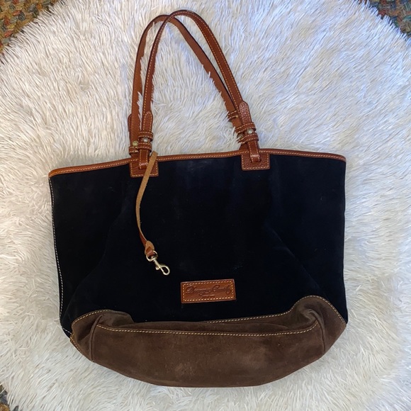 Dooney & Bourke Handbags - Dooney & Bourke medium size tote black brown suede leather # 20